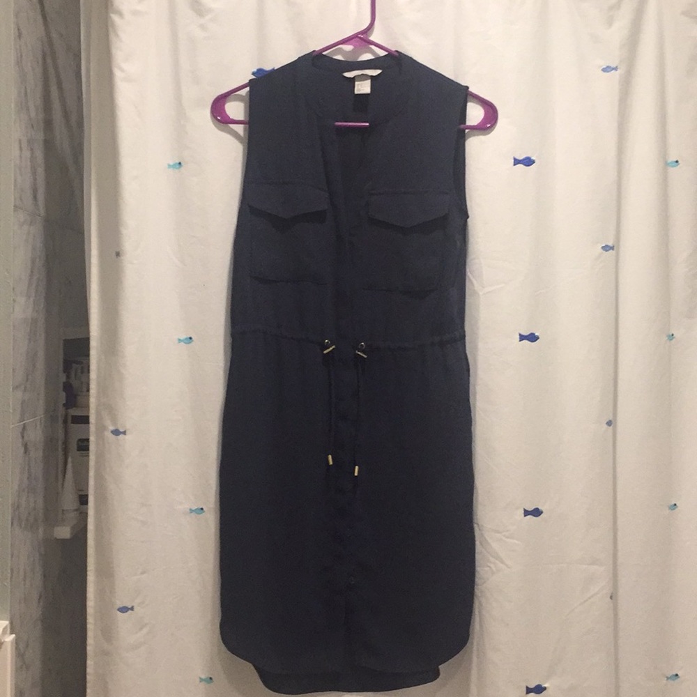 Navy button down dress **NEVER WORN**